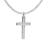 Collier acier chaine gourmette avec pendentif croix