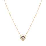 Collier argent doré pendentif trèfle nacre blanche et oxydes