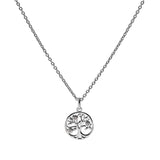 Collier argent rhodié arbre de vie oxydes blancs sertis