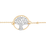 Bracelet argent et dorure jaune arbre de vie granité