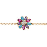 Bracelet plaqué or fleur oxydes multi couleurs