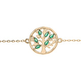 Bracelet plaqué or arbre de vie oxydes vert