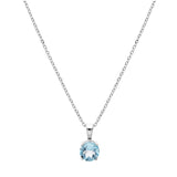 Collier argent rhodié pendentif pierre véritable topaze bleu 6,5mm 42+3cm