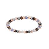 Bracelet extensible perles en acier et pierres naturelles hematite, sodalite