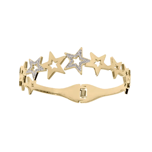Bracelet acier rigide articulé, étoiles avec résine et strass - Olyci Bijoux