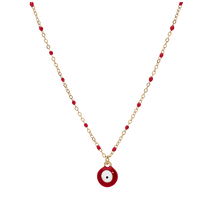 Collier acier doré résine colorée avec pendentif oeil de la chance - Olyci Bijoux