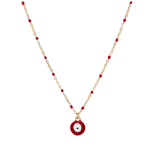 Collier acier doré résine colorée avec pendentif oeil de la chance - Olyci Bijoux