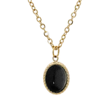 Collier acier pendentif cabochon