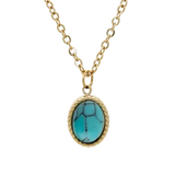 Collier acier pendentif cabochon