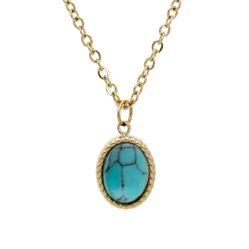 Collier acier pendentif cabochon