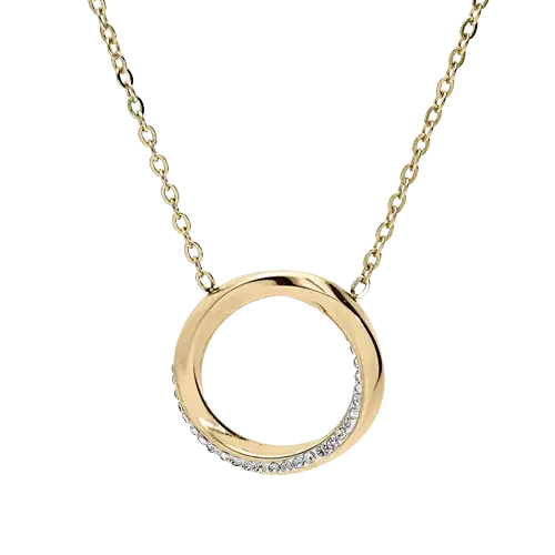 Collier acier cercle avec oxydes blancs sertis