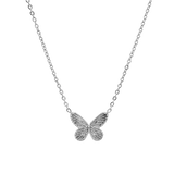 Collier acier pendentif papillon