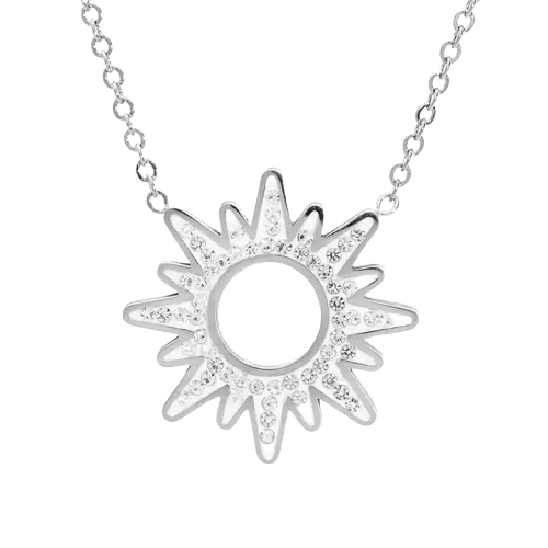 Collier acier soleil avec résine et strass