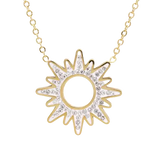 Collier acier soleil avec résine et strass