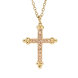 Collier acier croix résine et pierres synthétique