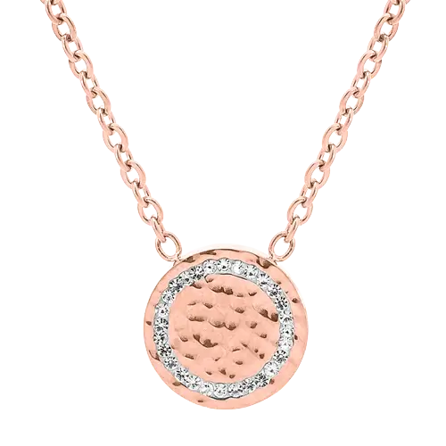 Collier acier pastille oxydes blancs sertis