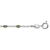 Bracelet argent rhodié perles résine verte