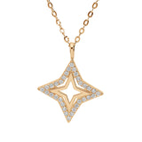 Collier plaqué or pendentif etoile ajourée contour oxydes blancs sertis