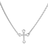 Collier argent rhodié croix oxydes blancs sertis