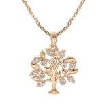 Collier plaqué or arbre de vie 15mm oxydes blancs sertis