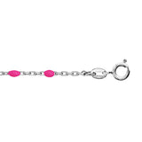 Chaine cheville argent rhodié perles résine rose fluo