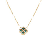 Collier argent doré trèfle malachite et oxydes