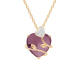 Collier plaqué or pendentif coeur oxyde violet avec volute