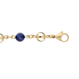 Bracelet acier et pvd jaune marseillais boules oeil de tigre bleu véritable