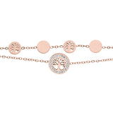 Bracelet acier et pvd rose 2 rangs pastilles avec arbre de vie