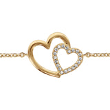 Bracelet plaqué or double coeur croise oxydes blancs