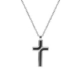 Collier acier chaine forcat avec pendentif croix et résine noire