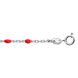 Bracelet argent rhodié perles résine rouge