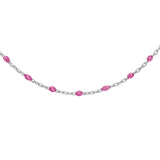 Collier argent rhodié perles résine framboise translucide 40+5cm