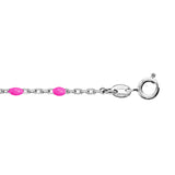 Bracelet argent rhodié perles résine rose fluo