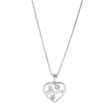 Collier argent rhodié pendentif coeur je t'aime 40+5cm