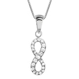 Collier argent rhodié motif "infini" oxydes blancs sertis 42+3cm