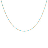 Collier argent et dorure jaune perles résine turquoise imitation