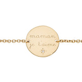 Bracelet plaqué or  "maman je t'aime" 1 oxyde blanc serti