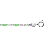 Bracelet argent rhodié perles résine vert fluo