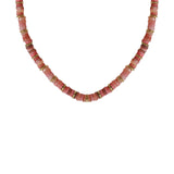 Collier acier doré rondelles coquillage teinté rose