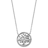 Collier argent rhodié arbre de vie oxydes blancs sertis