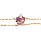 Bracelet plaqué or coeur oxyde violet avec volute