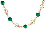 Collier acier et pvd jaune marseillais boules agate verte véritable