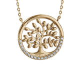 Collier plaqué or arbre de vie oxydes blancs sertis