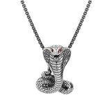 Collier acier patiné pendentif cobra