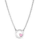 Collier argent rhodié cercle avec coeur résine rose