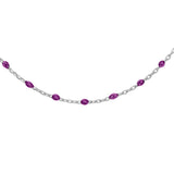 Sautoir argent rhodié perles résine violet transparent