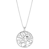 Collier argent rhodié arbre de vie avec hibou - chouette empierré