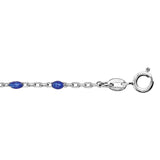 Bracelet argent rhodié perles résine bleu foncé