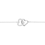 Bracelet argent rhodié double coeur entrelacé  oxydes blancs sertis